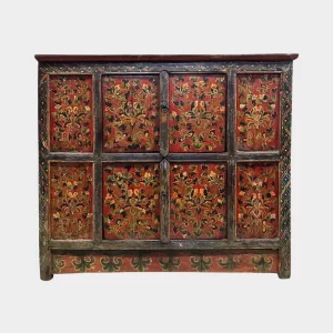A Hand-Painted Tibetan 19th Century Cabinet